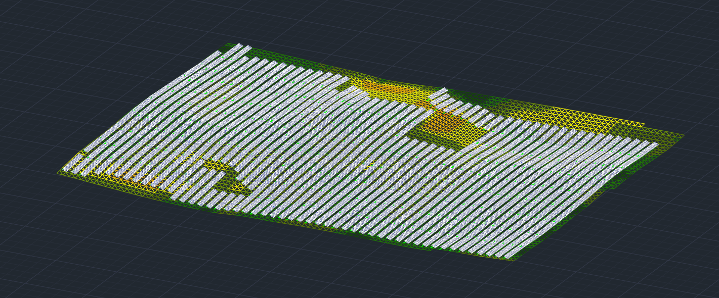 3D model of a solar panel layout for PV energy production.